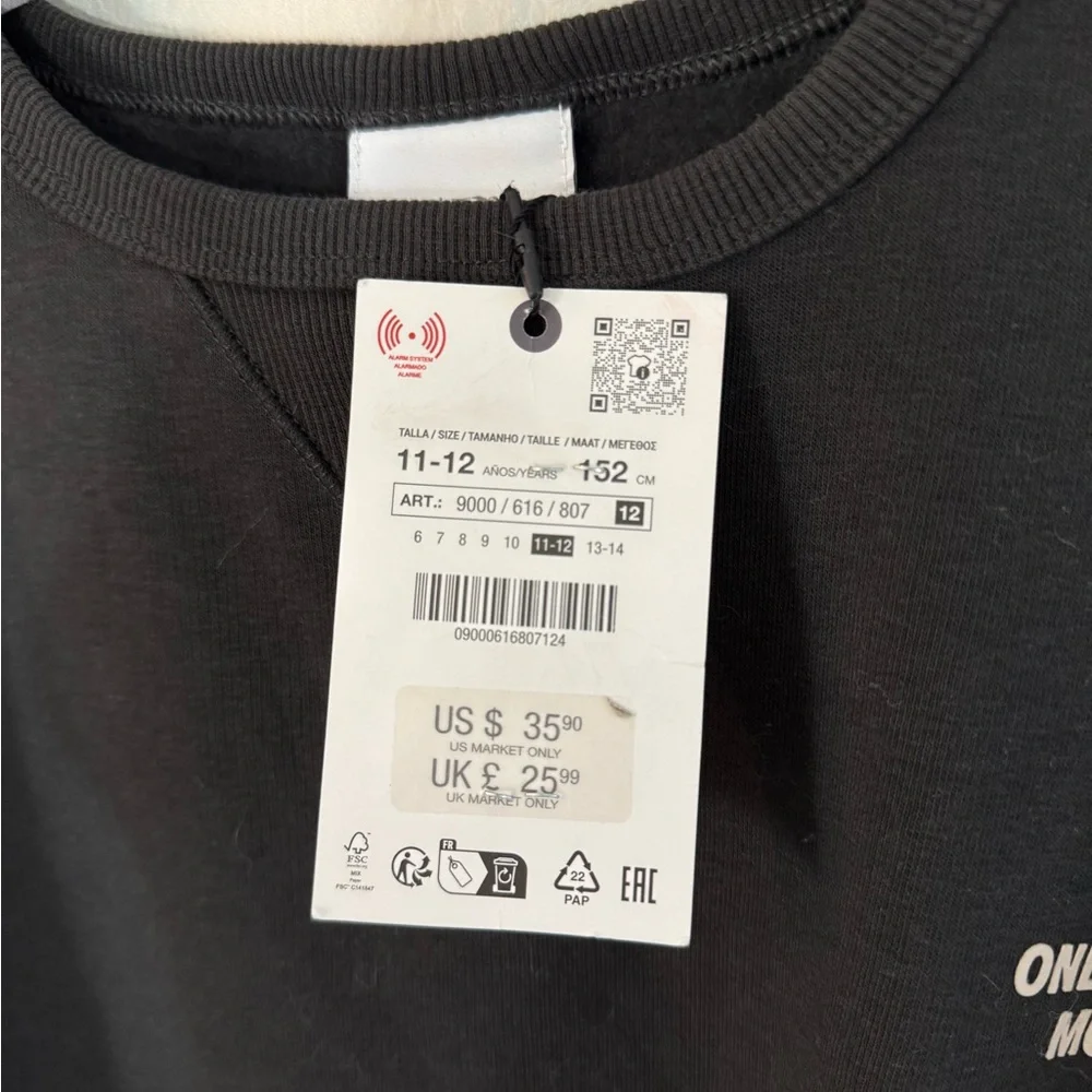 ZARA Kids ‘Party Together’ Stretch Crewneck Sweatshirt Size 11-12 NWT*WD